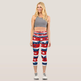 Hochgebranntes Capris: 4. Juli Nahtloses Muster Capri Leggings