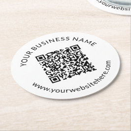 Hochgeladene QR-Code-Vorlage mit bearbeitbarem Tex Runder Pappuntersetzer
