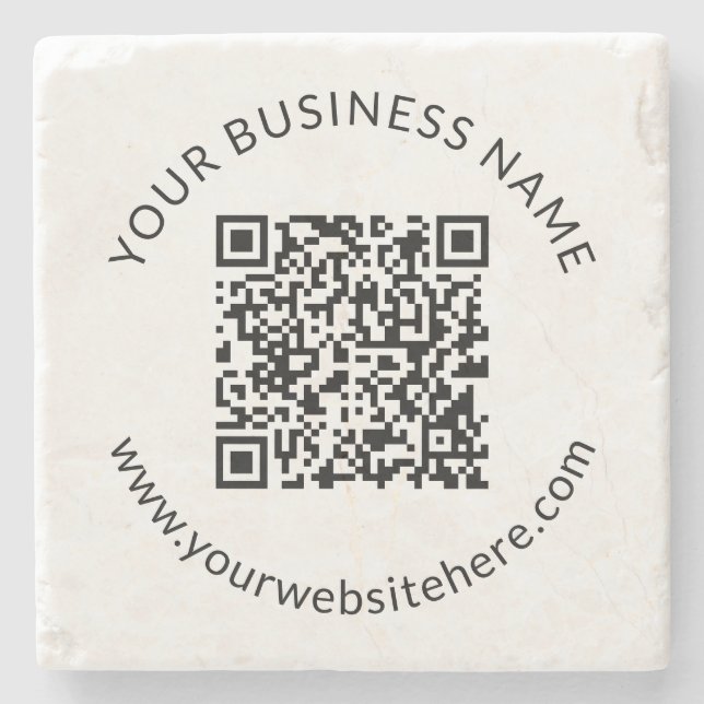 Hochgeladene QR-Code-Vorlage mit bearbeitbarem Tex Steinuntersetzer (Vorderseite)