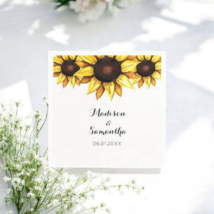 Hochgelbe Sonnenblumen Weiße Blüte Serviette