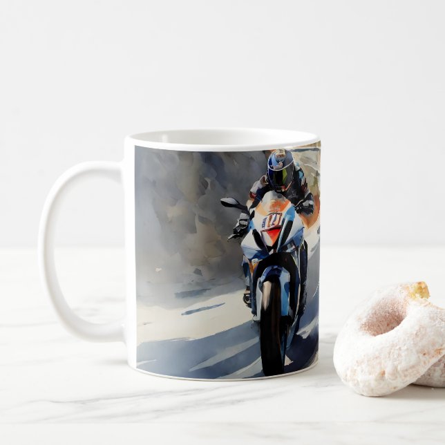Hochgeschwindigkeits-Abenteuer in lebendiger Bergw Kaffeetasse (Mit Donut)