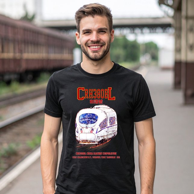 Hochgeschwindigkeits-CRH380BL-China Eisenbahn Elek T-Shirt (High-Speed CRH380BL China Railway Electric Train. Mens Basic T-Shirt)