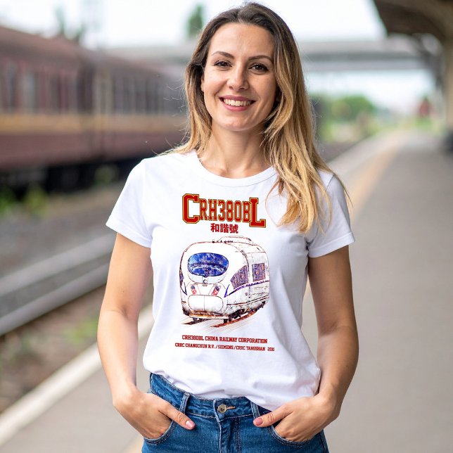 Hochgeschwindigkeits-CRH380BL-China Eisenbahn Elek T-Shirt (High-Speed CRH380BL China Railway Electric Train. Womens Basic T-Shirt)