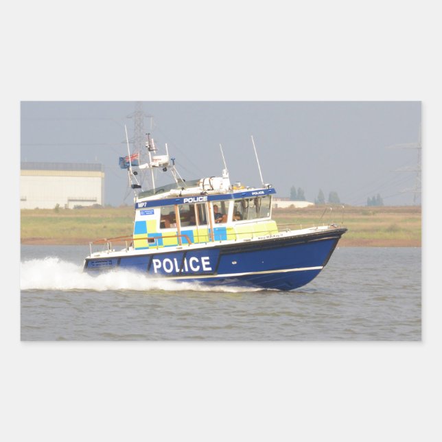 Hochgeschwindigkeits-Polizeiboot Rechteckiger Aufkleber (Vorderseite)