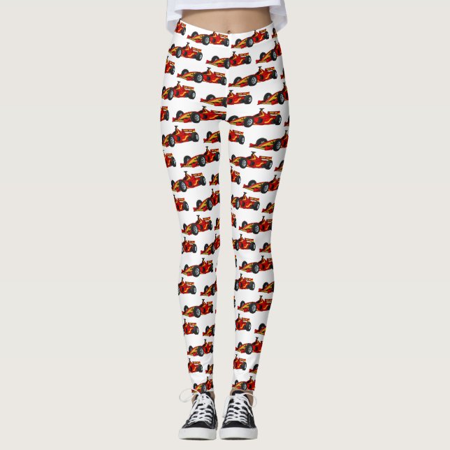 Hochgeschwindigkeits-Rennwagen - Cartoon Leggings (Vorderseite)