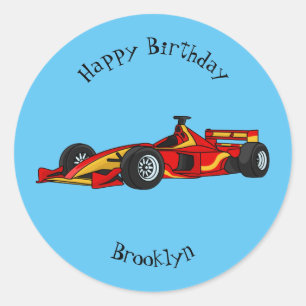 Hochgeschwindigkeits-Rennwagen - Cartoon Runder Aufkleber