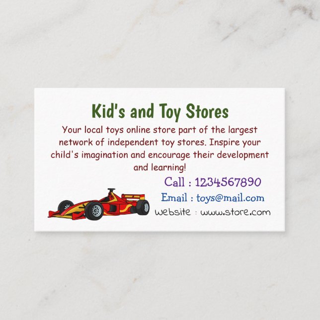 Hochgeschwindigkeits-Rennwagen - Cartoon Visitenkarte (Vorderseite)