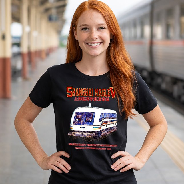 Hochgeschwindigkeitszug Shanghai Maglev SMT Transr T-Shirt (High-Speed Shanghai Maglev SMT Transrapid Train. Womens Basic T-Shirt)