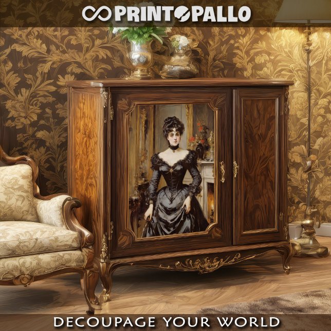 Hochgesellschaftliche Frau im Jahr 1900 mit einem  Seidenpapier (Von Creator hochgeladen)