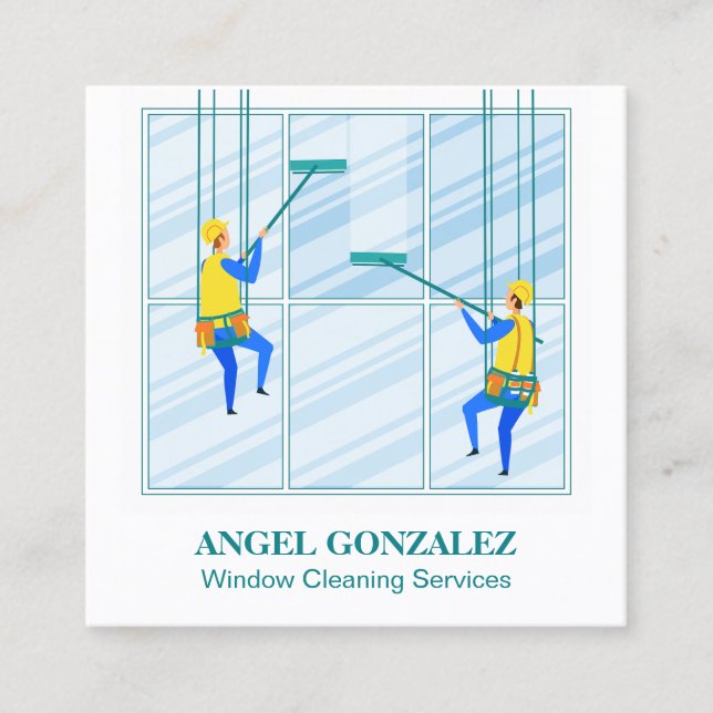 Hochglanz-Fensterwaschen Quadratische Visitenkarte (Vorderseite)
