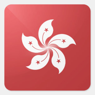 Hochglanzflagge des Hongkong Quadratischer Aufkleber