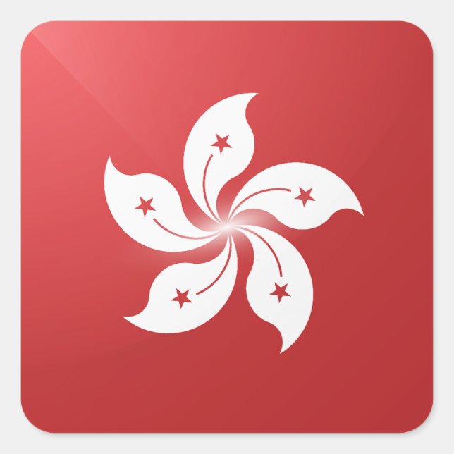 Hochglanzflagge des Hongkong Quadratischer Aufkleber (Vorderseite)