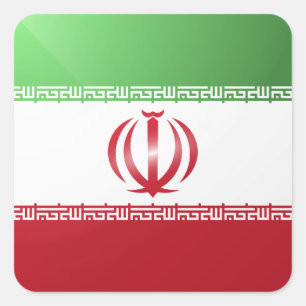 Hochglanzflagge des Iran Quadratischer Aufkleber