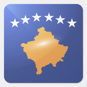 Hochglanzflagge des Kosovo Quadratischer Aufkleber