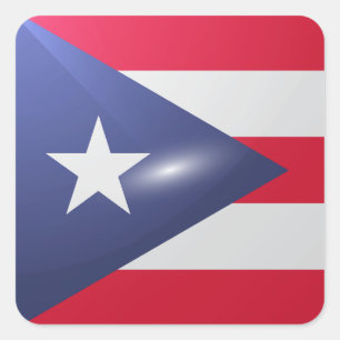 Hochglanzflagge des Puerto Rico Quadratischer Aufkleber