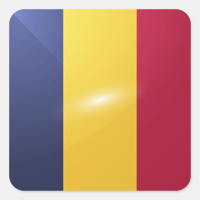 Hochglanzflagge des Tschad Quadratischer Aufkleber (Vorderseite)