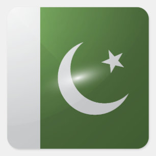 Hochglanzflagge für Pakistan Quadratischer Aufkleber