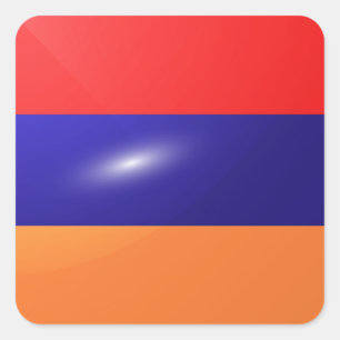 Hochglanzflagge in Armenien Quadratischer Aufkleber