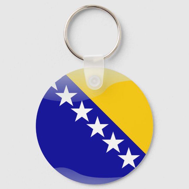 Hochglanzflagge in Bosnien Schlüsselanhänger (Vorderseite)
