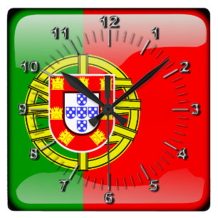 Hochglanzflagge in Portugal Quadratische Wanduhr