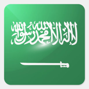 Hochglanzflagge in Saudi-Arabien Quadratischer Aufkleber