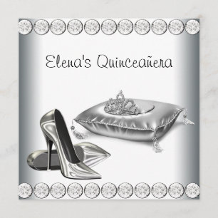 Hochhackige Schuhe Prinzessin Tiara Weiß Quinceane Einladung
