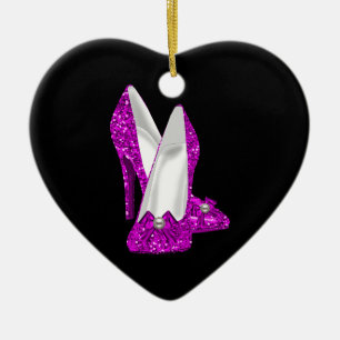 Hochhackige Schuhe Stiletto Glitter Rosa Keramik Ornament