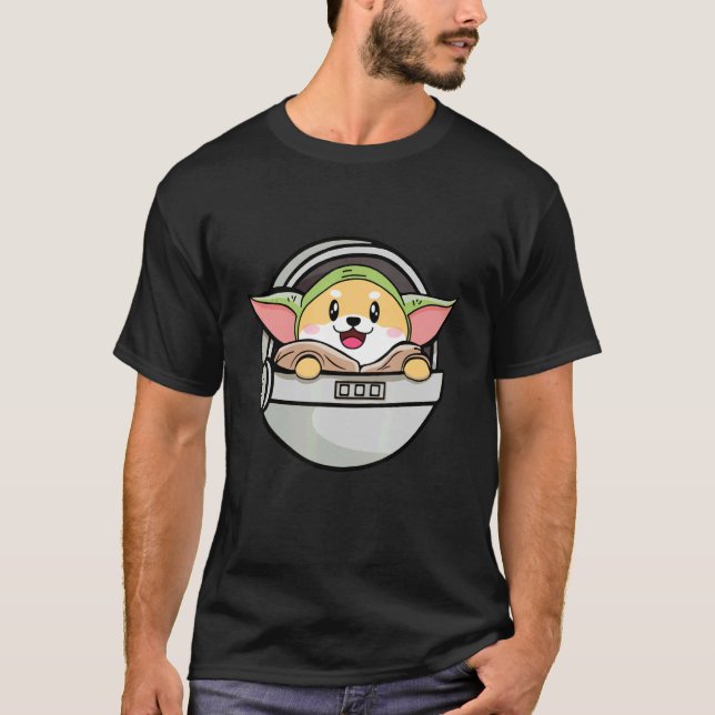Hochheben von Niedlichen Hunde-Maskottchen-Grüne K T-Shirt (Vorderseite)