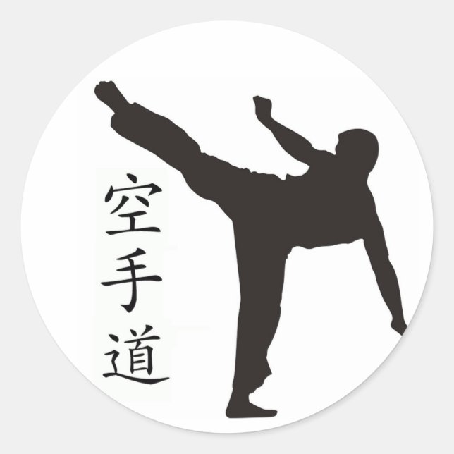Hochkick/Karate-Kanji Runder Aufkleber (Vorderseite)