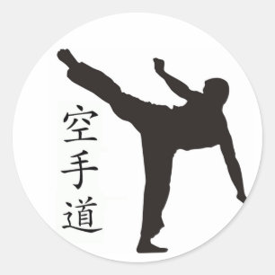 Hochkick/Karate-Kanji Runder Aufkleber