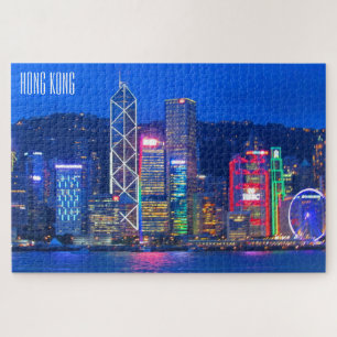 Hochkong-Skyline-Lichter Puzzle