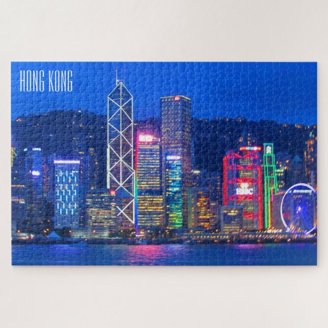Hochkong-Skyline-Lichter Puzzle (Horizontal)