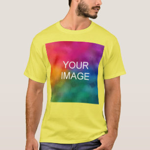 Hochladen des Textes Gelbe Vorlage für Foto-Logos  T-Shirt