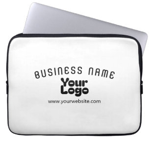 Hochladen Logo Retro-Modern Weiß & Schwarz (editie Laptopschutzhülle