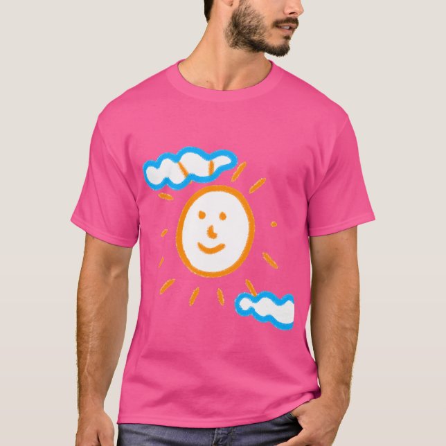 Hochladen von Kunst Zeichn Kids Artwork zu rosa T-Shirt (Vorderseite)