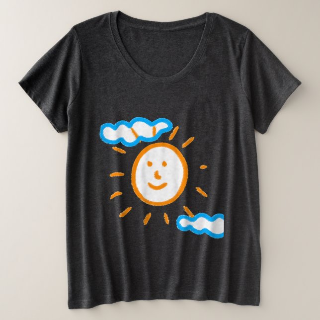 Hochladen von Kunstgemälden Kids Artwork in Grau Große Größe T-Shirt (Design vorne)