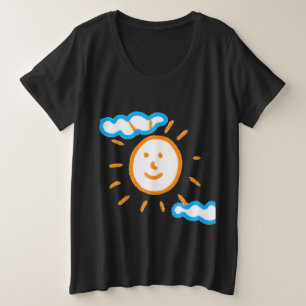 Hochladen von Kunstgemälden Kids Artwork in Schwar Große Größe T-Shirt