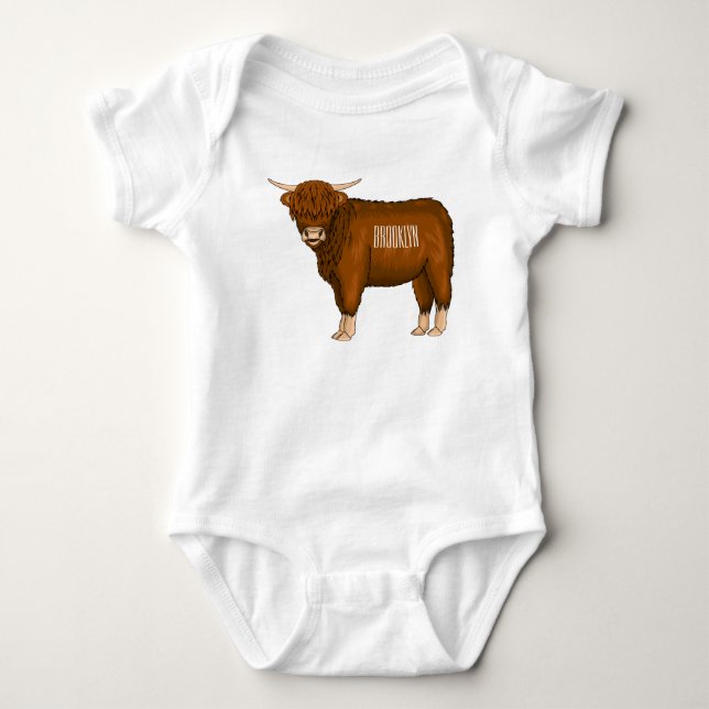 Hochland Cow Cartoon Baby Strampler (Vorderseite)