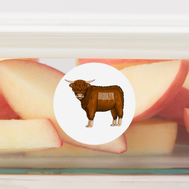 Hochland Cow Cartoon Etiketten (Befestigt)