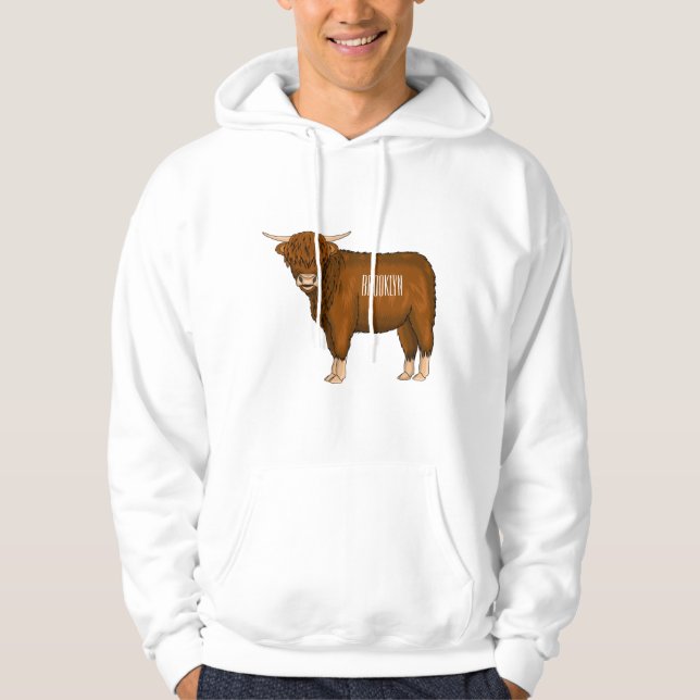 Hochland Cow Cartoon Hoodie (Vorderseite)