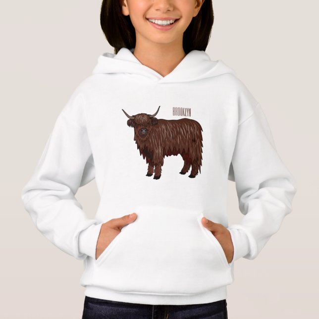 Hochland Cow Cartoon Hoodie (Vorderseite)
