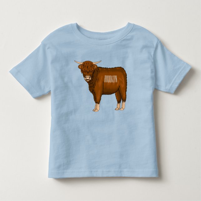 Hochland Cow Cartoon Kleinkind T-shirt (Vorderseite)