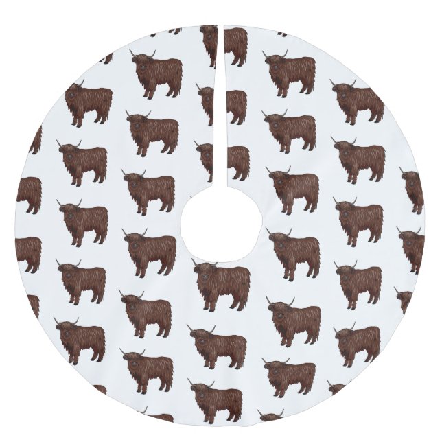 Hochland Cow Cartoon Polyester Weihnachtsbaumdecke (Vorderseite)