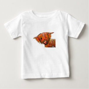 Hochland-Kuh-Druck-schottischer 'Strahl (vom Baby T-shirt