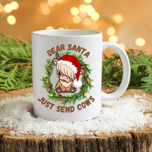 Hochland Kuh Farm Weihnachtsleuchten Kaffeetasse (Von Creator hochgeladen)