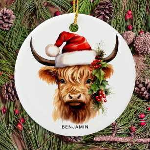 Hochland-Kuh-Feierliche Farm Weihnachten Keramik Ornament