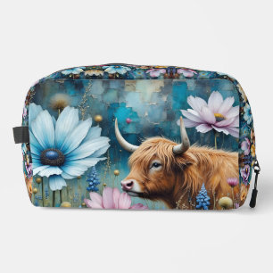 Hochland Kuh floral farbenfroher Kosmos Tapestry Waschbeutel