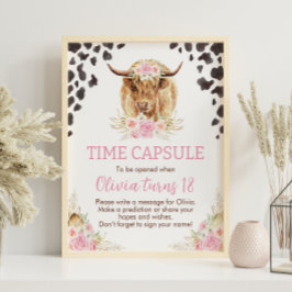 Hochland Kuh Geburtstag Zeit Kapsel Zeichen Poster