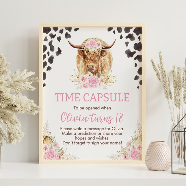 Hochland Kuh Geburtstag Zeit Kapsel Zeichen Poster (Von Creator hochgeladen)