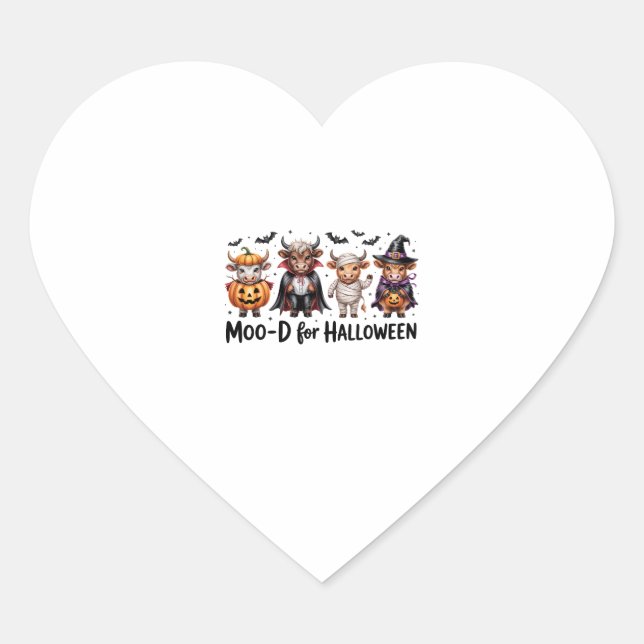 Hochland-Kuh Halloween-Spooky-Jahreszeit (2) Herz-Aufkleber (Vorderseite)
